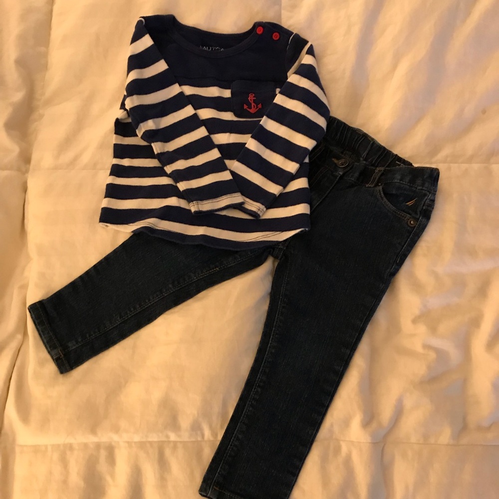 Nautica Long sleeve shirt and jeans outfit
